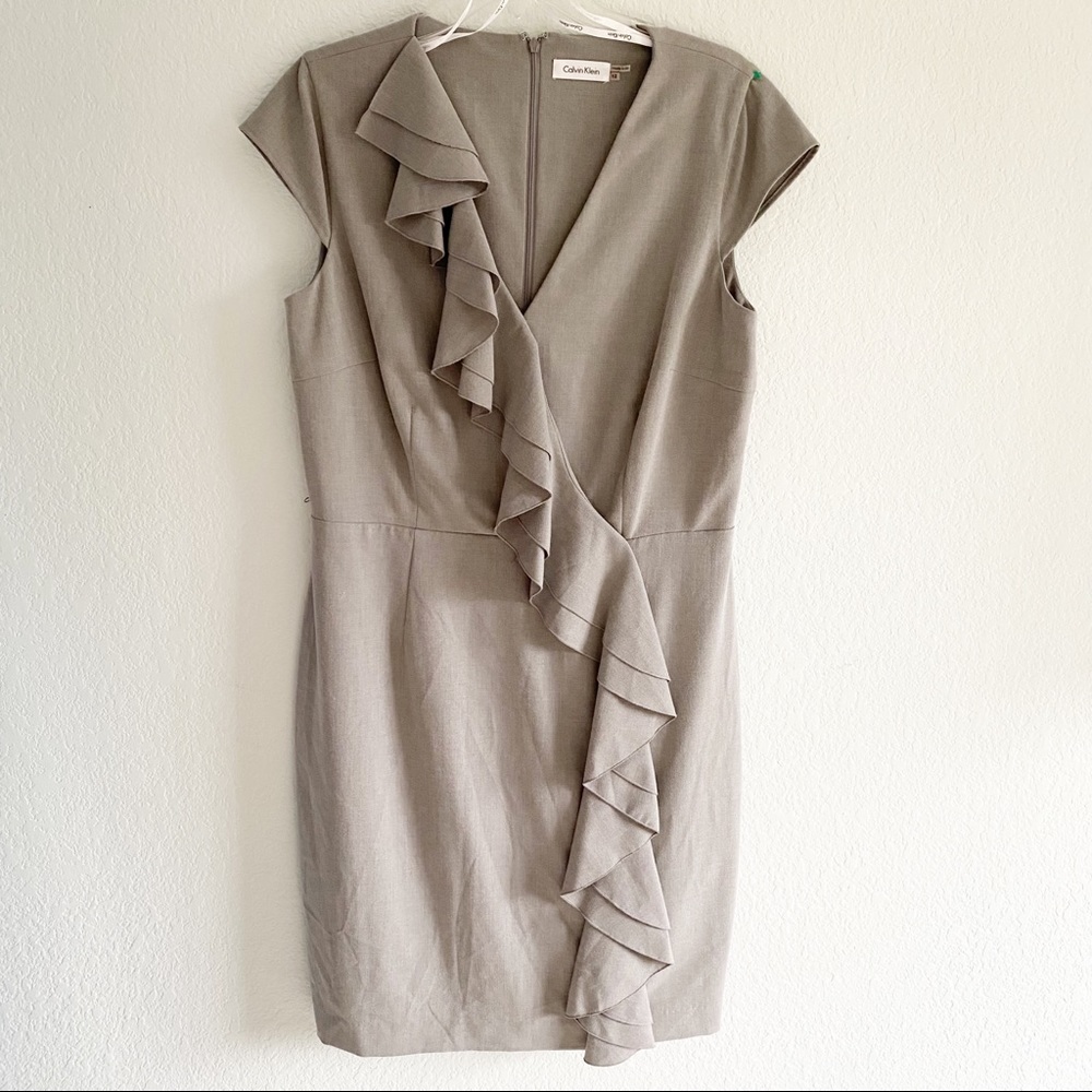 Calvin Klein Grey Frilly Size 12 Dress